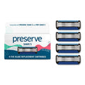 Preserve Shave 5 Razor Blades Refills - 5 Blade Razors for Men & Women - Ceramic Coated Shavers for Comfort with Aloe-Cocoa Butter Strip - Reusable Shaving Refill - 4 Pack