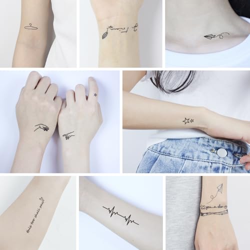 28 Sheets Minimalist Line Art Temporary Tattoos, Black