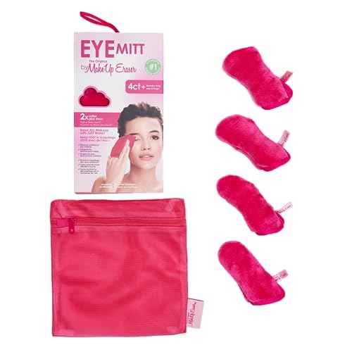 Eye MITT by The Original MakeUp Eraser, Erase All Eye Makeup With Just Water, Including Waterproof Mascara, Eyeliner, and More! Pack of 4 Mitts + laundry bag