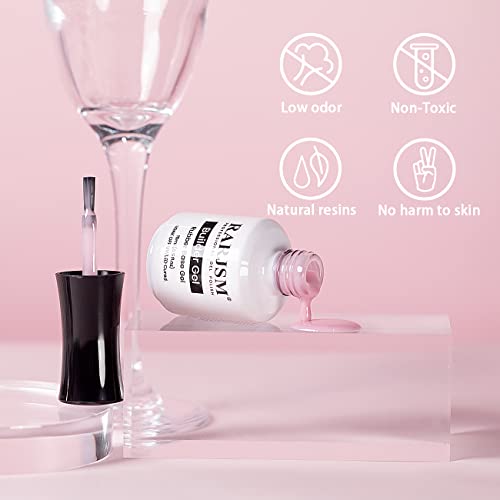 RARJSM Rubber Base Gel Light Pink Sheer Rubber Base Coat Gel Nail Polish Transparente Pink for Nails French Manicure Extend Gel Soak Off UV LED Curing Requires Single Bottle 15ml Salon Home DIY Use