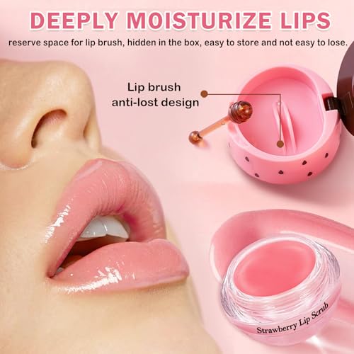Honey Pot Lip Balm,3PCS Coconut Watermelon Strawberry Lip Balm,Moisturizing and Repair Bee Lip Balm Honey Pot,Prevention Dry and Crack Lip Mask Overnight