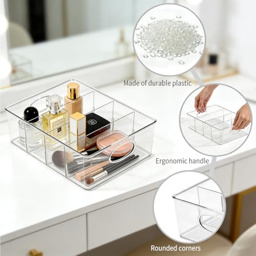 2-Pack Clear Makeup Organizer with Adjustable Dividers