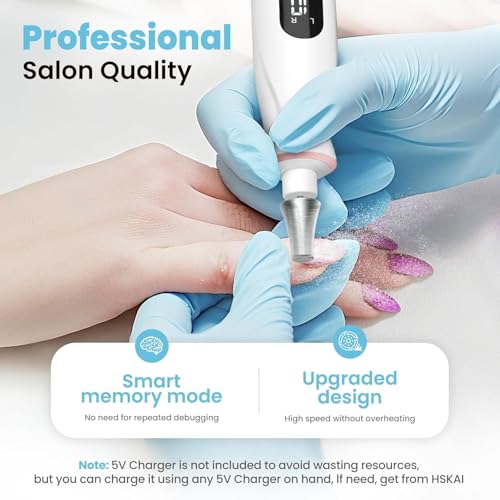 Electric Nail Drill 10-Speed Cordless Pedicure Kit with LED