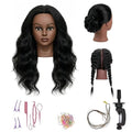 Haewlear 16 Inch Black Human Hair Mannequin Head for Styling & Practice