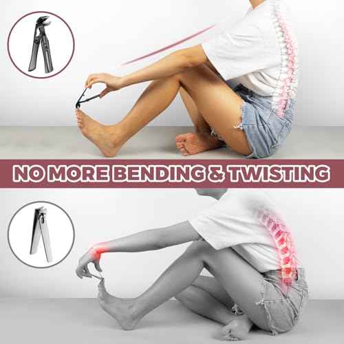 Toenail Clippers for Thick Toenails for Seniors, Large Angled Toe Nail Clippers for Men Thick Nails with Wide Jaw Opening, Heavy Duty No Splash Nail Clippers with Catcher Gifts for Men & Women
