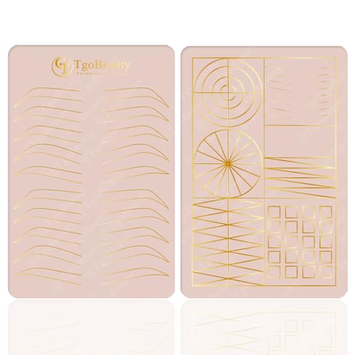 Silicone Eyebrow Practice Skin Double Sides Permanent Makeup Microblading Practice Fake Skins for Tattoo Beginners and Artists (2pcs Pink Pad with Golden Outline)