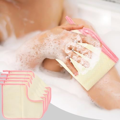 10Pcs Wash Cloths,Exfoliating Body Scrubber,Body Scrubber Exfoliator,Pink Frame Exfoliating Washcloth,Face Cloths for Washing Face,Loofah Exfoliating Body Scrubber,Wash Rags for Body,Exfoliating Towel