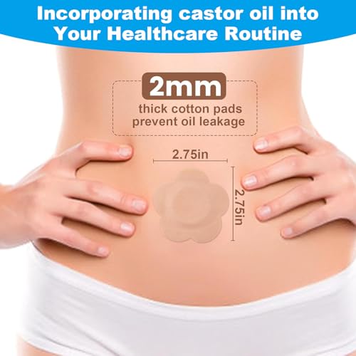 Castor Oil Patches - 50 Pack FDA Certified Self-Adhesive Belly Pads