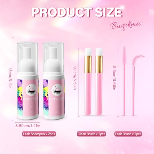 Buqikma Lash Shampoo Kit for Eyelash Extensions