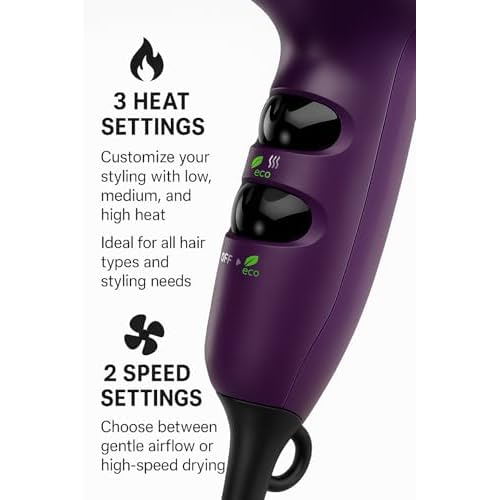 Remington Ionic Compact Hair Dryer, Travel Size, 1875 Watts, 3 Heat and 2 Speed Settings