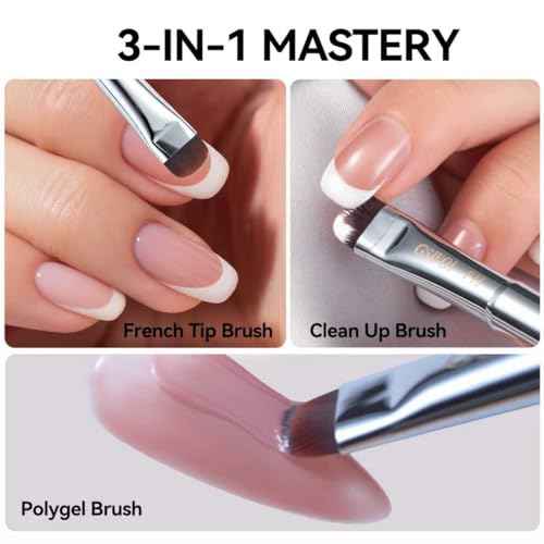French Tip & Nail Cleaning Brush - Dual Function Gel Polish Clean Up Tool with Custom Firm Bristles for Professional Manicure (F18)