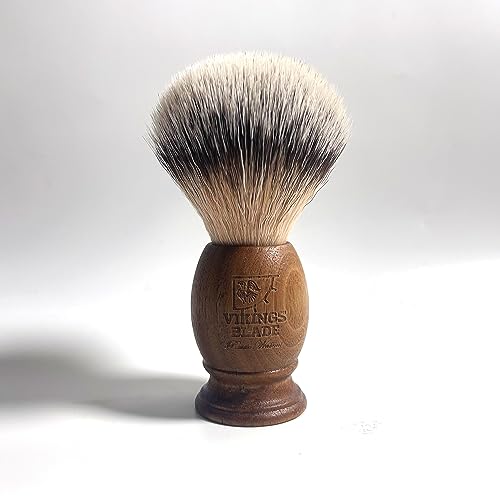 Wooden Shaving Brush for Men by VIKINGS BLADE, Super Strong Knot Backbone, Minimal Shedding, Fast Lather, Extremely Smooth & Plush on Skin (Rustic Walnut)