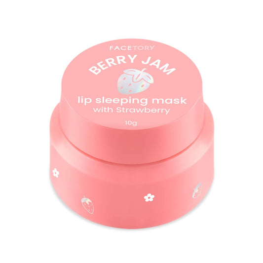 FaceTory Berry Jam Lip Sleeping Mask with Strawberry Fruit Extract and Shea Butter - for Softer Lips, for Dry, Cracked, and Chapped Lips, Moisturizing, Protecting, Nourishing - 10g