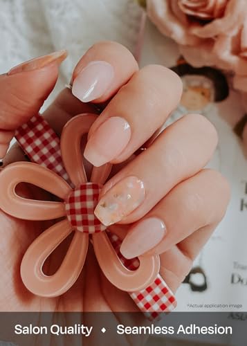 ohora Semi Cured Gel Nail Strips - N Lazy Sunday Pink Patterned Set