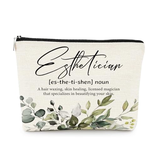 EXUQO Esthetician Definition Small Makeup Bag,Esthetician Gifts for Beautician Salon Stylist,Appreciation Gifts for Women Cosmetic Bag,Retirement Gifts,Zipper Pouch Bag Travel Bag