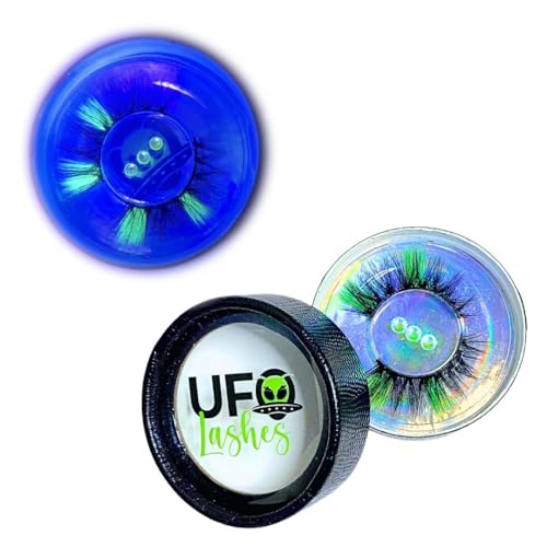 Green Glow Party Lashes - C Curl Fluffy 3D Faux Mink