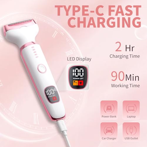 RUIM Electric Razors for Women, Painless 5 in 1 Shaver for Legs Bikini Facial Hair Removal, Body Wet/Dry Razor Water Resistant Grooming Kit, Cordless Womens Trimmer for Grooming