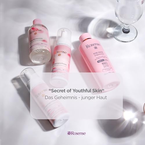 Rosense Cleansing Foam - Moisturising Facial Cleansing with 91% Natural Rose Water Vegan - 150 ml