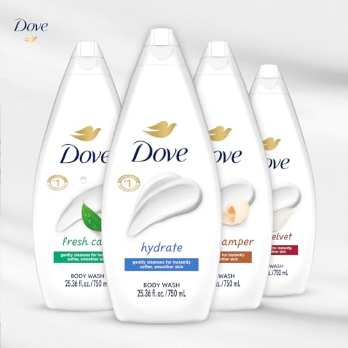 Dove Body Wash Value-Size Variety 6-Pack ? Hydrate, Gentle Pamper, Fresh Care, and Silky Velvet, Family Pack, 25.36 Oz Each