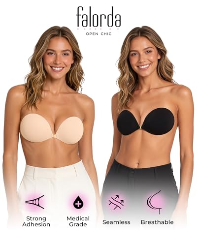 Falorda Backless Strapless Adhesive Bra - Reusable & Invisible
