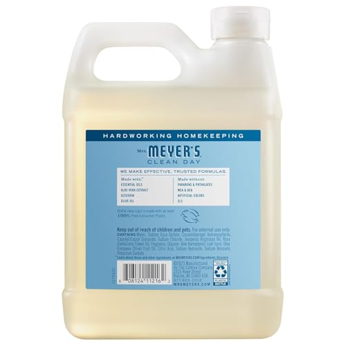 Mrs. Meyer's Clean Day Hand Soap Refill Pack of 2 - Lemon Verbena & Rain Water, 33 Fl Oz Each