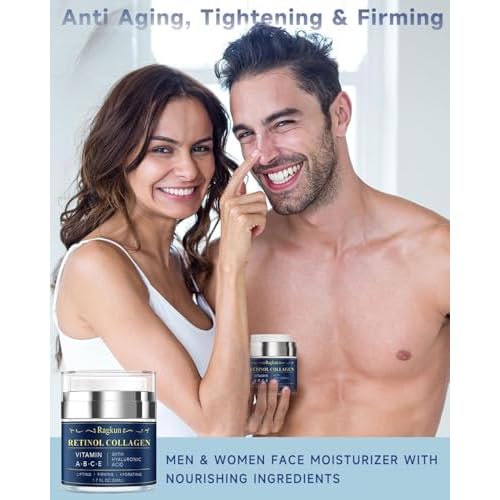 Retinol Cream for Face, Collagen Neck Creams for Tightening and Firming, Anti Aging Day & Night Facial Moisturizer for Women & Men, Instant Face Lift Wrinkle Cream 1.7 fl. oz with Vitamin C Serum