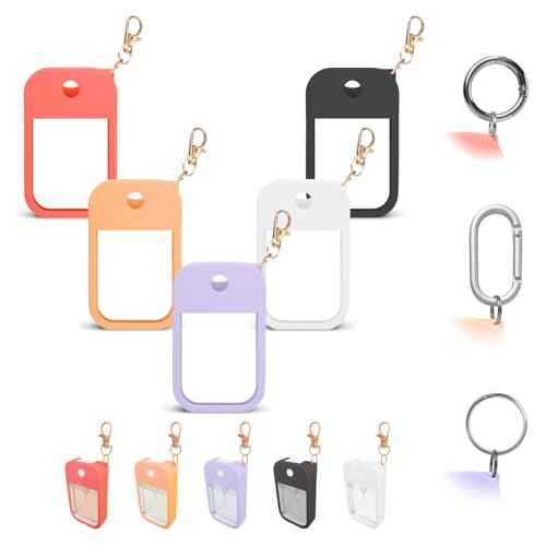 5 PCS Soft Silicone Case for Touchland Power Mist (1FL. OZ./30 mL), Protective and Stylish Case with Keychain Compatible with Touchland Hand Sanitizer Spray (Orange/Red/Purple/Black/White)