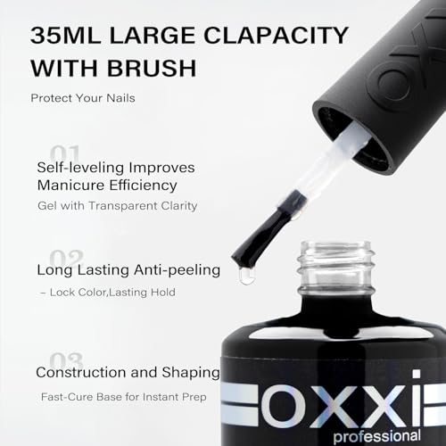 OXXI Professional 35ML*2 Rubber Base Gel Polish and No Wipe Top Set Tpo Hema Free Large Capacity Nail Base and Top Coat