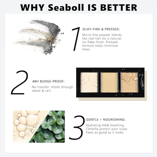 Seaboll 3-Color Root Touch Up Hair Powder Kit for Natural Black & Dark Hair