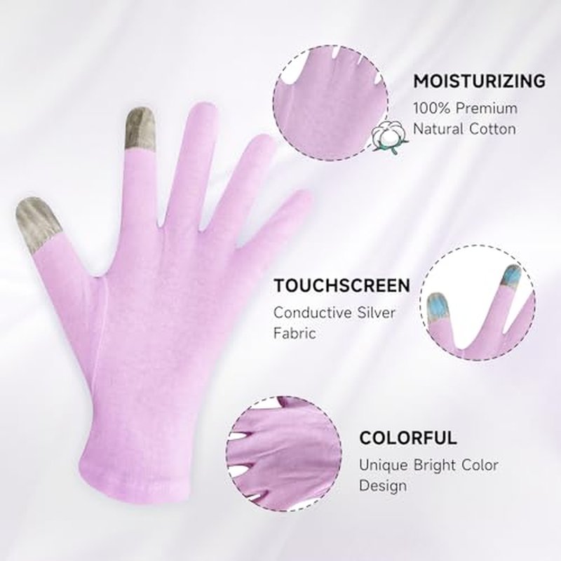 Cotton Moisturizing Gloves for Dry Hands | Eczema Sleep Gloves, 2 Pairs