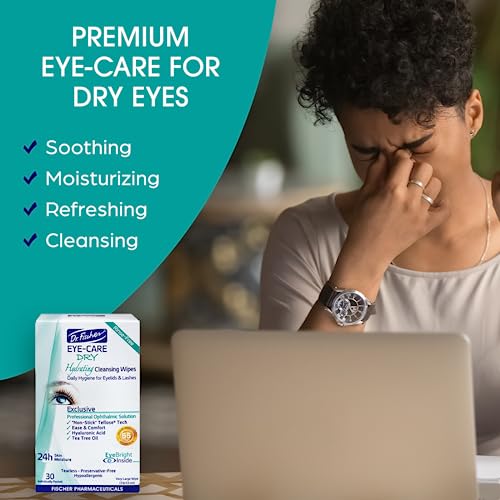 Dr. Fischer Tea Tree Eyelid Wipes: Hypoallergenic Eye Wipes for Dry, Red, Allergy Eyes. Long-Lasting Relief for Computer Vision & Tired Eyes. Effective Makeup Remover for Sensitive Skin.