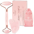 PLANTIFIQUE Face Roller and Gua Sha Rose Quartz Certified | Gifts | Guasha Tool for Face | Jawline Shaper | Your Skin Care Routine