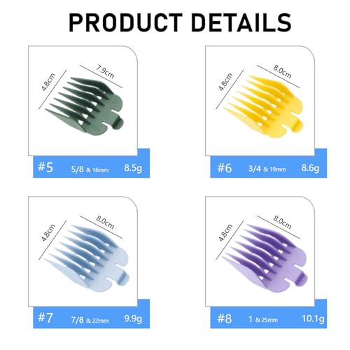10-Pack Wahl Clipper Guards Set - Color-Coded Hair Cutting Combs