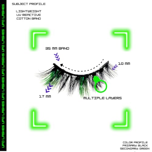 Green Glow Party Lashes - C Curl Fluffy 3D Faux Mink