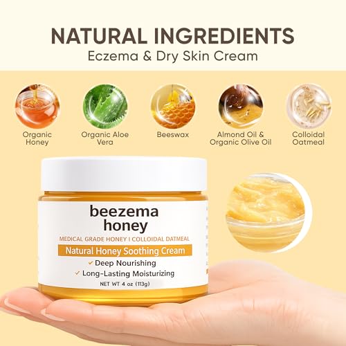 Beezema Medical Grade Honey, with Manuka Honey, Colloidal Oatmeal & Natural Oils, Natural Lotion, for Relieving Dry Skin on Hands and Body. Fast-Absorbing & Non-Greasy, Unscented - 4oz (1)
