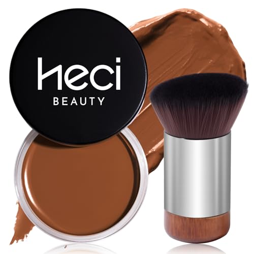 Cream Bronzer with Brush, Creamy & Highly Pigmented Formula, Blendable Cream Contour Makeup with a Natural, Matte Finish - Buildable Formula for Shimmer-Free, Tan, 0.7 Oz
