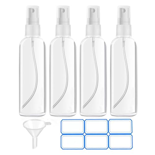 4 Pack 3.4oz TSA Approved Travel Bottles - Refillable Plastic Spray Containers