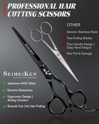 SEIMEIKEN 6-Inch Professional Hair Cutting Scissors Kit - 440C Japanese Steel