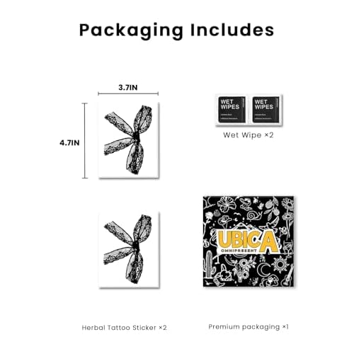 Semi Permanent Tattoo For Women, 2 Sheets Realistic Sexy Lace Temporary Thigh Lasting 1 Weeks Bow Tattoo For Adults Girl, Waterproof and Non-Reflective Fake Tattoo for Party Valentines Gifts