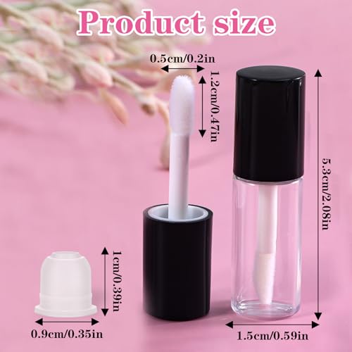 12pcs Lipgloss Containers Empty, 3ml Empty Lip Gloss Tubes with Wand, Mini Lip Gloss Tubes for Lipstick Samples Balms Lips Making, Lips Oil DIY