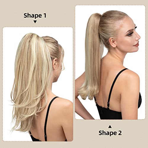 youngways Clip in Ponytail Extension Dirty Blonde 18 Inch Pony Tails Hair Extensions for Women Long Straight Curly Tail Ponytail Hair piece Synthetic Fake Versatile Pony