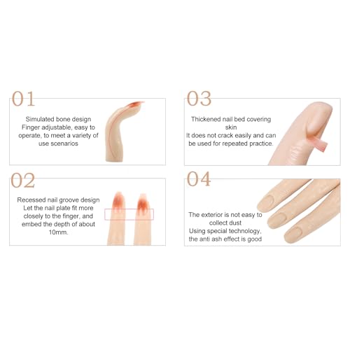 Practice Manicure Fingers, Silicone Fake Practice Fingers for DIY Acrylic Nails Flexible Joints Nail Finger Nail Training Finger Bendable for Nails Practice Art DIY