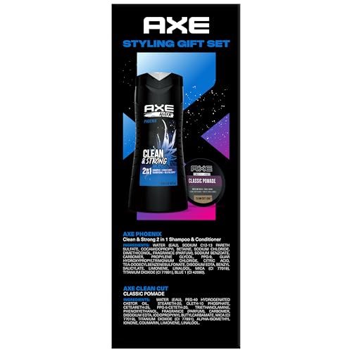 AXE Men's Hair Styling Set ? Phoenix Clean and Strong 2-in-1 Shampoo + Classic Pomade, Signature Polished Look, Medium Hold, High Shine