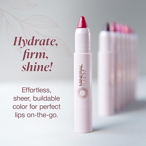 Mineral Fusion NEW Sheer Moisture Lip Tint, Buildable Lip Color, Hydrating Lip Balm with Jojoba Oil, Shea Butter & More, Hydrates & Nourishes, FD&C Dye-Free & Hypoallergenic, Resilient, Earthy Berry