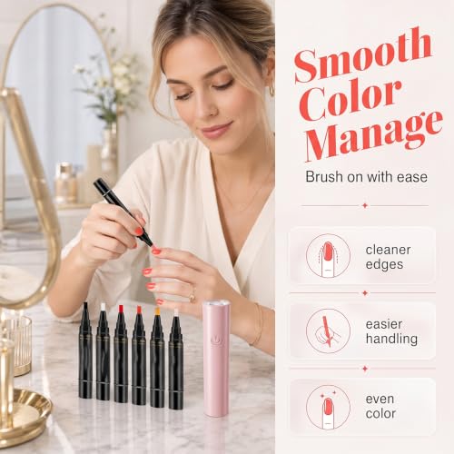 3-in-1 One Step Gel Nail Polish Pen Set with Portable UV LED Light