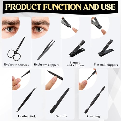 6 Sets Christmas Gifts Baby Shower Game Prizes for Men Include Black Kraft Paper Gift Bags Manicure Kit Tools Socks Pens 11-in-1 Survival Card Tool for Men Husband Father(Black)