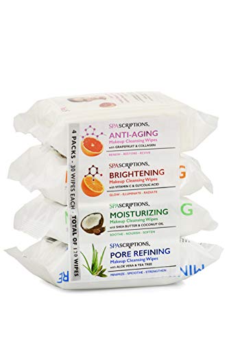 Spascriptions Anti-Aging Cleansing Towelettes - 120 Ct 4 Pack