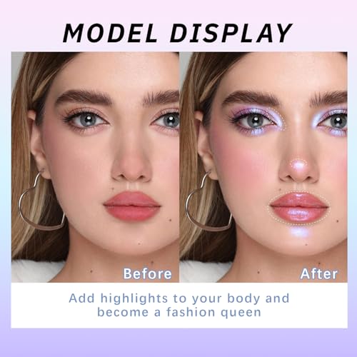 Noerrors Blue Purple Holographic Duochrome Glitter Eyeshadow, Multichrome Rich Color Shimmer Metallic Eyeshadow for Blue Green Eyes, Iridescent Mermaid Eye Brightener Makeup Palette Rave Accessories