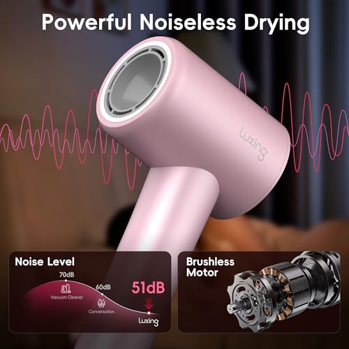 Luxing TurboLux Pink Hair Dryer with Ionic Technology & 110,000 RPM Brushless Motor