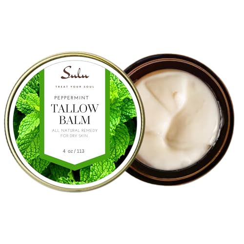 SULU ORGANICS Natural Whipped Tallow Balm for Face and Body, Natural Moisturizer made with Grassfed Beef Tallow- 4 oz/113 g (Vanilla)